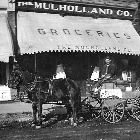 Horse and cart in front of The Mulholland Co. Groceries c.1900